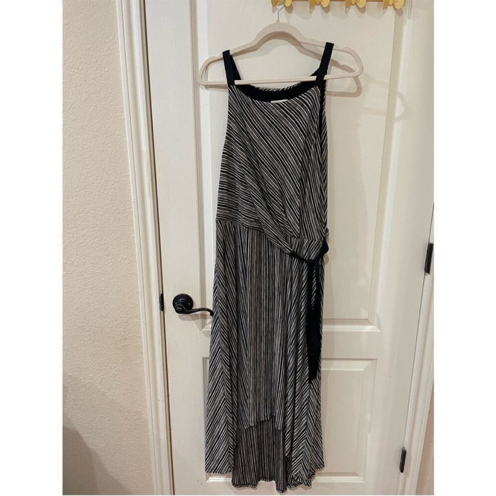 Maeve By Anthropologie Salsola Long Dress Asymmetrical Stripe Size Medium - Picture 2 of 5